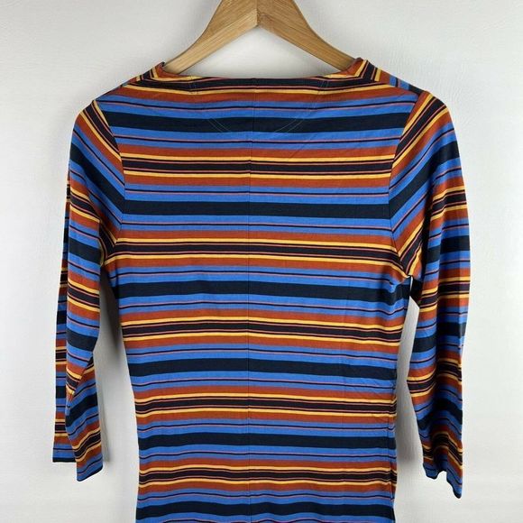 Patagonia Womens Small Dress Cowl Neck Andes Blue Orange Striped Dress - Picture 8 of 9